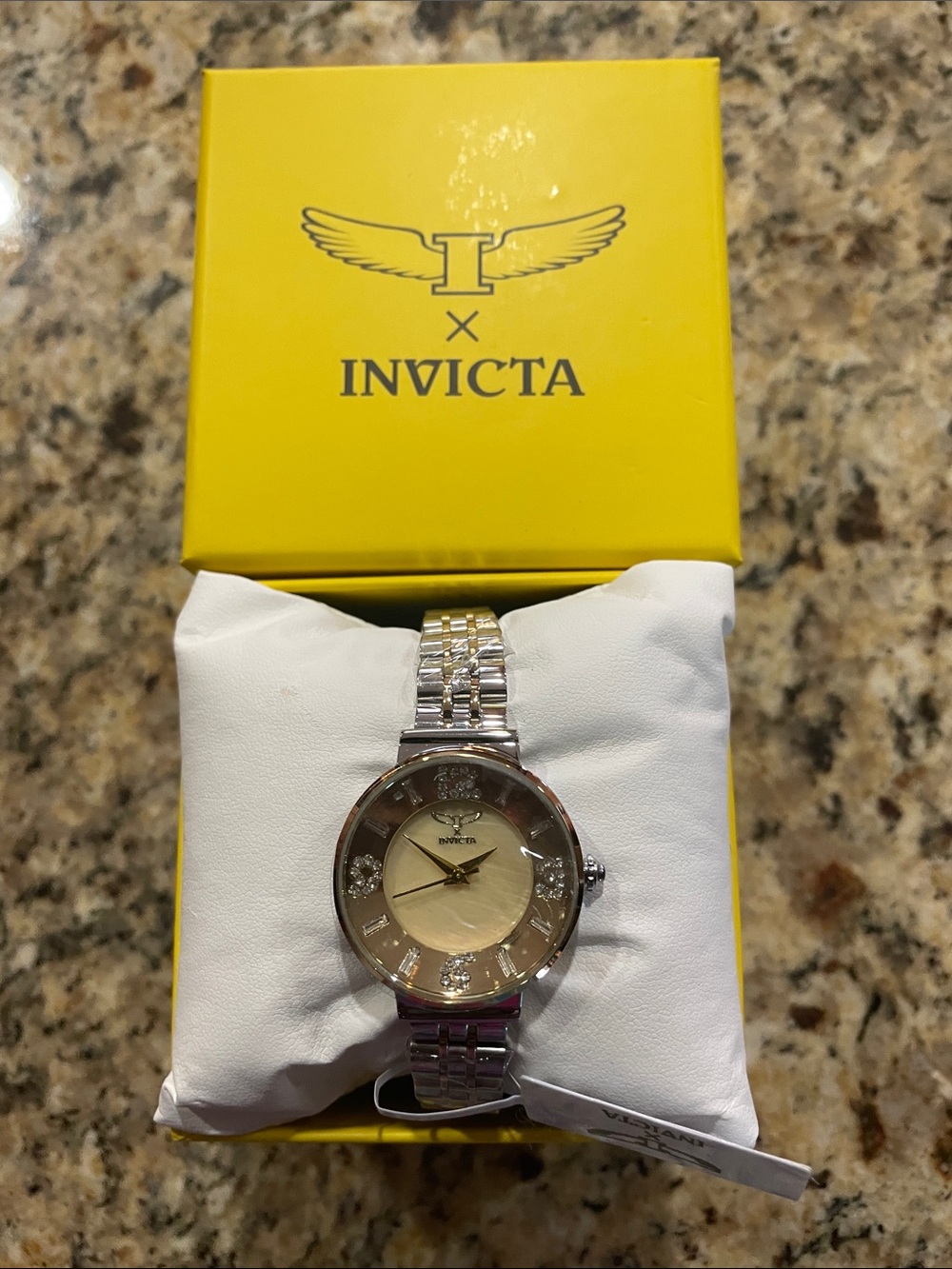 Invicta Wildflower Two Tone Crystal Accent Bracelet Watch